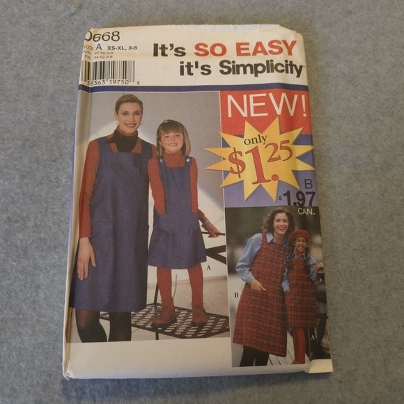 Simplicity Other - Vintage Simplicity 0668 Jumper Pattern XS–XL Girls 3–8 Uncut Easy Sew 1995